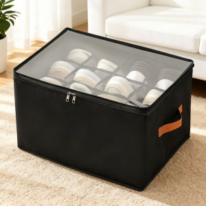 12 Grids Shoe Storage Box Multi Functional Compartment Foldable With Lid&Zipper Shoe Organizer Waterproof Storage Box For Clothes