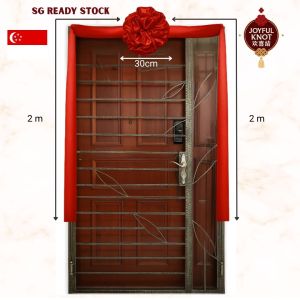 [SG READY STOCK] Chinese Wedding Red Flower Ball Red Cloth Ribbons for Door | Grand Opening Ribbon 花球门红布帘