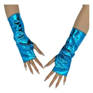 HUIHEYU Solid Color Punk Style Short Gloves PU Leather Imitation Leather Party Show Dancing Gloves Fashion Glossy Fingerless Mittens Women