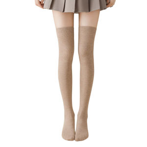 【Instant Cartoon Legs Effect】Warm Over-The-Knee Socks Non-Slip Elastic Thermal Socks Women Winter Fleece-Lined Thick Terry Socks Long Solid Color Calf Socks Daily Wear Winter Thermal Socks