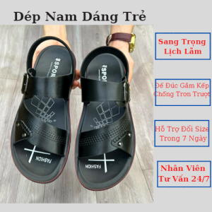 Dép Da Nam Cao CấpDép Nam Đế Đúc Nguyên Khối Có Quai Hậu Thông Minh Phù Hợp Mọi Lứa Tuổi