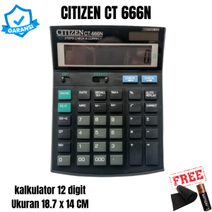 Kalkulator CT 666N Display Besar 12Digit 19cm x 14cm Check Correct Dual Power Tax Pajak
