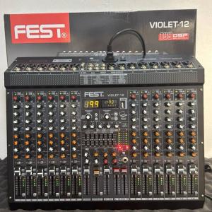 FEST VIOLET-12 Mixer Audio 12 Channel dengan Bluetooth & USB - Warna Abu Tua