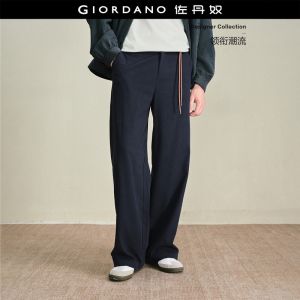 Giordano Men Mid rise loose straight twill pants Free Shipping 18116809