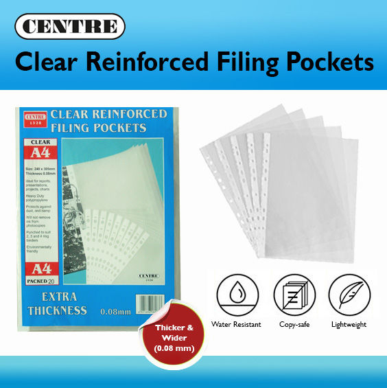 [SG Stock] Centre A4 Sheet Protector Clear Pockets for Filing (100 ...