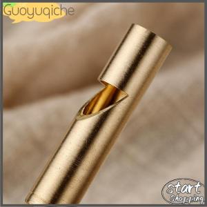 【Guoyuqiche】 Mini Waterproof Pocket Tools Pure Brass Handmade Pendant Equipment Survival EDC Whistle Referee Whisle Keychain Brass Whistle
