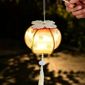 okdeals01 paper lantern chinese灯笼 纸灯笼中秋节传统 Traditional Handheld Persimmon Lantern with Tassel Blessing Chinese Persimmon Light Party Decoration Soft Lighting Kids Light Up Lantern Mid Autumn