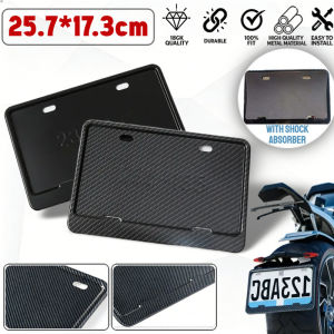 Motorcycle Universal License Plate Holder Metal Carbon Pattern Motorcycle License Plate Protector