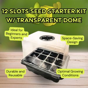 [P97] - Compact Seed Starter Kit with Humidity Dome and 12 Cells Ideal for Indoor Germination