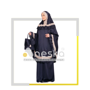 M-02 | Aneska Mukena Dewasa Silky Premium Laser Cut Renda Rempel Kalung