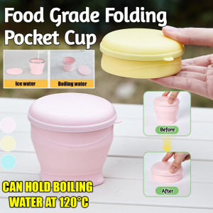 Foldable Portable Telescopic Pocket Cup Outdoor Portable Reusable Silicone Retractable Folding Cup Food Grade Heat Resistant