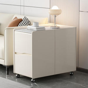 Modern Minimalist Side Cabinet with Wheels – Mobile Storage Cabinet for Home & Office