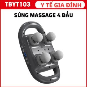 Súng massage 4 đầu đa năng thiết bị mát xa thư giãn cơ thể rung tần số cao pin 2000mAh chạy 120p