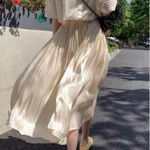 SelfLoveBuying Multi Colored Shiny Flowing Light Gauze Skirt New high waist skirt womens pleated skirt glass gauze skirt 99008