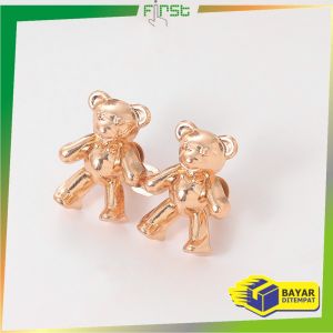 FH-P611 Kancing Pengecil Jeans Beruang Bahan Metal Tombol Penutup Pinggang / Set Kancing Jeans Cute Bear Aksesoris Fashion