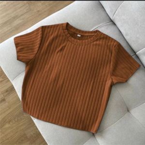 Bahan Rip Knit Crop Pendek Murah Bahan Tebel Dewasa Kaos Crop Wanita