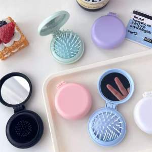 Fashion Candy Color Airbag Comb for Women Plain Solid Color Portable Mirror Massage Comb Folding Comb