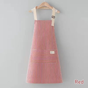Kitchen Cooking Apron Cotton Linen Stripe Printed Anti-oil Sleeveless Aprons For Men Women Cooking Baking Waist Apron