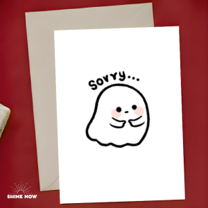 Cute Sorry Card “Sowwy” Ghost Apology Card Kawaii Sorry Card for Girlfriend Boyfriend Greeting Card