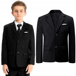 Blazer for Kids boy Formal Wedding Ring Bearer Coat 6-16 Years Old Birthday Tuxedo Black Jacket Teens Americana Attire