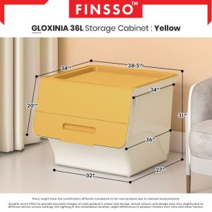 FINSSO 36L Multipurpose Stackable Large Storage Box With Front Opening | Stackable Toy Snack Storage Organizer | Gloxinia box | Household Storage Cabinet | Plastic Wardrobe Rack | Toy Storage Box