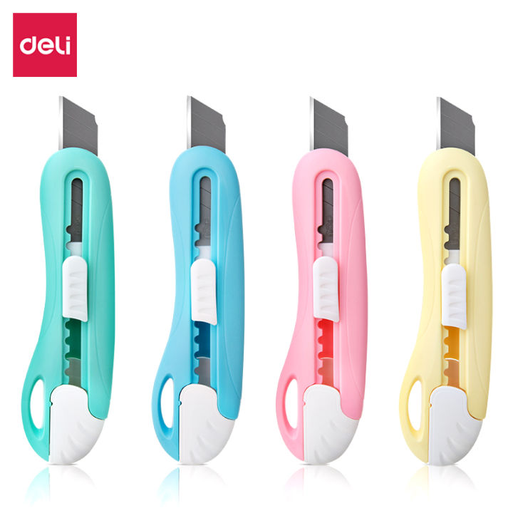 Dao rọc giấy mini 55mm Deli - 4 màu - Xanh lá/ xanh dương/ hồng/ vàng ...