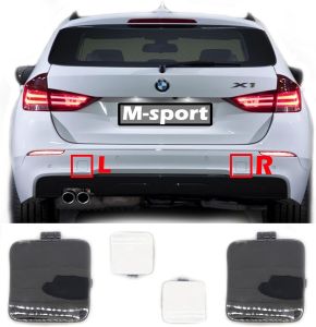Rear Tow Cover for 11-15 BMW X1 E84 Msport Fit 16i 18dX 18i 20dX 20iX 23i 23dX 25dX 25iX 28iX xDrive sDrive SAV 2011 2012 2013 2014 2015 Bumper Hook Eye Cap Pair Black