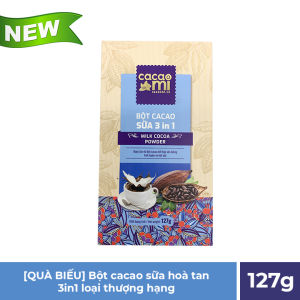 Bột ca cao sữa hoà tan 3in1 thơm ngon CACAOMI pha chế trà sữa chocolate socola nóng đậm đà vị cacao nguyên chất hộp 127g