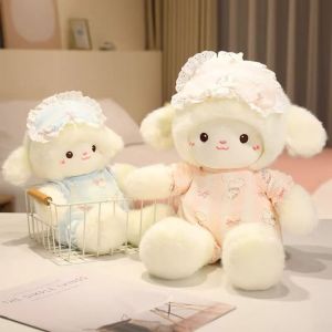 WAPKTY Fluffy Pajama Sheep Plush Doll Cartoon Gentle Cozy Stuffed Animals Cute Soft Sheep Plush Toys Accompany Sleeping