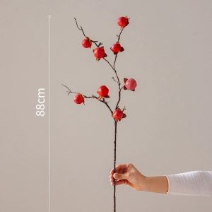 MYTHIS 8 Heads Artificial Persimmon Branch Handmade Real Touch Faux Plant Branches  Decorative Fake Persimmon Fruit Home Decor