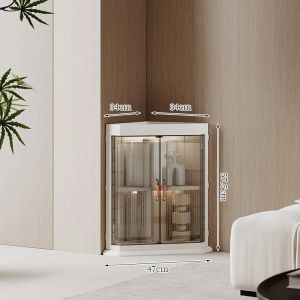 Sacesr Corner Kitchen Storage Holders Double Transparent Door Countertop Organizer Two Layer Partition Food Storage Rack Home Decor 6B2Z9
