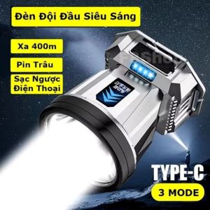 (Chính Hãng ) Đèn Pin Đội Đầu Đeo Trán Siêu Sáng 8000mAh Đèn Trắng cực sáng