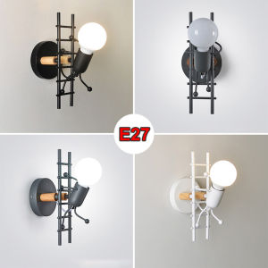 Nordic Modern E27 LED wall lamp iron child sconces light indoor lighting home decor bedroom living room kitchen study decoration