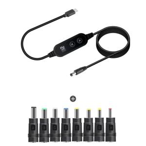 Type C PD36-100W to DC5521 Adapter Cable with Multiple Connectors Adjustable Voltages 5V-20V for Laptops and Speakers