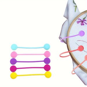 CUFF 5PCS แม่เหล็กแบบแม่เหล็ก ชุดคลิปผ้า สีสันสดใส ซิลิโคนทำจากซิลิโคน ผูกสายเคเบิล ชุดยึดแกนม้วนด้าย เข้าเล่มเข้าเล่ม ผ้า huggers อุปกรณ์เย็บปัก