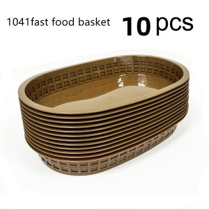 10Pcs Stackable Fast Food Basket Flat Bottom Tray For Fried Chicken Bread Picnic Kitchen Storage Use