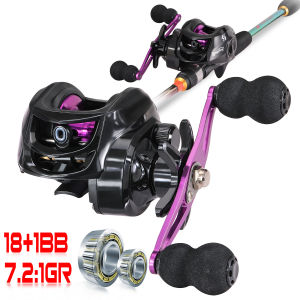 Sougayilang Purple Cheap Fishing Reel Baitcasting Reel 7.2:1 Gear Ratio Smooth Casting Reel Magnetic Brake System for Saltwater and Freshwater
