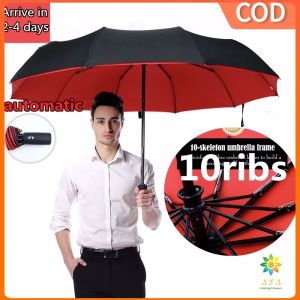 10ribs automatic umbrella wind-resistant large-reinforced folding barometer coated umbrella Sunscreen UV protection sunshade umbrella Automatic umbrella Sun umbrella sun protection UV protection