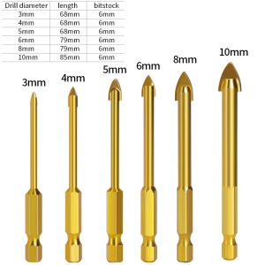 6pcs Hexagonal Shank Tiled Bit Set Woodworking Ceramic Reaming Drill Bit Opener Cement Wall Glass
