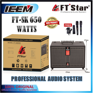 FT STAR FT-SK-650 TROLLEY SPEAKER PRO AUDIO SYSTEM WITH 2 WIRELESS MICROPHONE