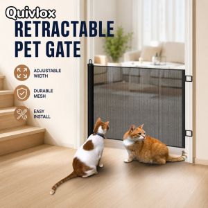 Retractable Mesh Pet Gate Adjustable Dog Cat Fence No Drill Pet Barrier For Doorway Stairs Corridor Pet Isolation Guard