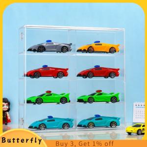 Butterfly กล่องเก็บของโปร่งแสงติดผนังรถยนต์กันฝุ่น1:64กล่องแสดงรถอะคริลิคสำหรับรถยนต์โมเดลรถ1ชิ้นกล่องเก็บของเล่น