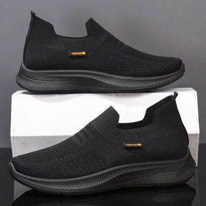 New Mens Shoes Black casual Sneakers Mesh Breathable Rubber Walking Shoes Mens Lightweight Slip on Loafers Driving Shoes