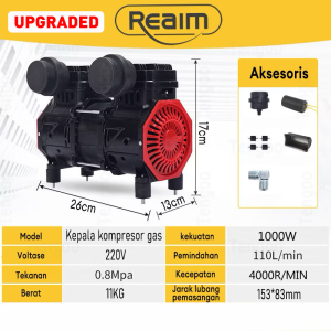 REAIM Air Compressor Kepala Kompresor Angin Oil Free Air Head Compressor Mesin Kepala Kompresor