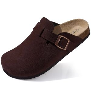 Litfun Suede Cork Clogs For Women Men Genuine Summer Clogs with Arch Support Cork Leather House Mules Shoes Thick Beach Sandals2026