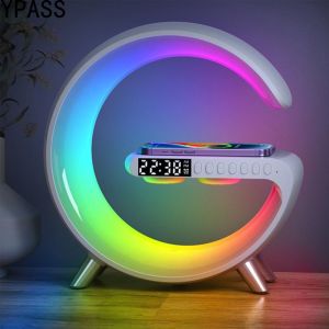 15W Wireless Chargers Bluetooth Speaker Alarm clock desk Lamp 4 in 1 with 256 RGB light Surround sound