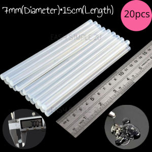 (20pcs) 7mm(D) x 150mm(L) Hot Melt Glue Stick For Hot Melt Gun EVA Glue Fix Adhesive DIY Craft 20Watt Transparent Clear