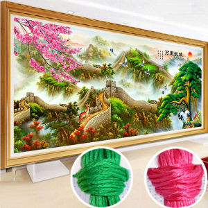 เย็บปักถักร้อยพิมพ์ลายดีไอวายภาพวาดทิวทัศน์งานปักครอสติชPine และ Great Wallสำหรับชุดอุปกรณ์งานปัก Cross-Stitch