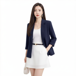 Ling’s Closet Women’s Blazer 3/4 Sleeve Folded | Lapel Collar | 1 Button | 2 Pockets | Casual Formal Office Blazer |  S-3XL 8119