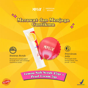 Kelly Lemon Soft Scrub 25gr + Kelly Pearl Cream 5gr Original BPOM